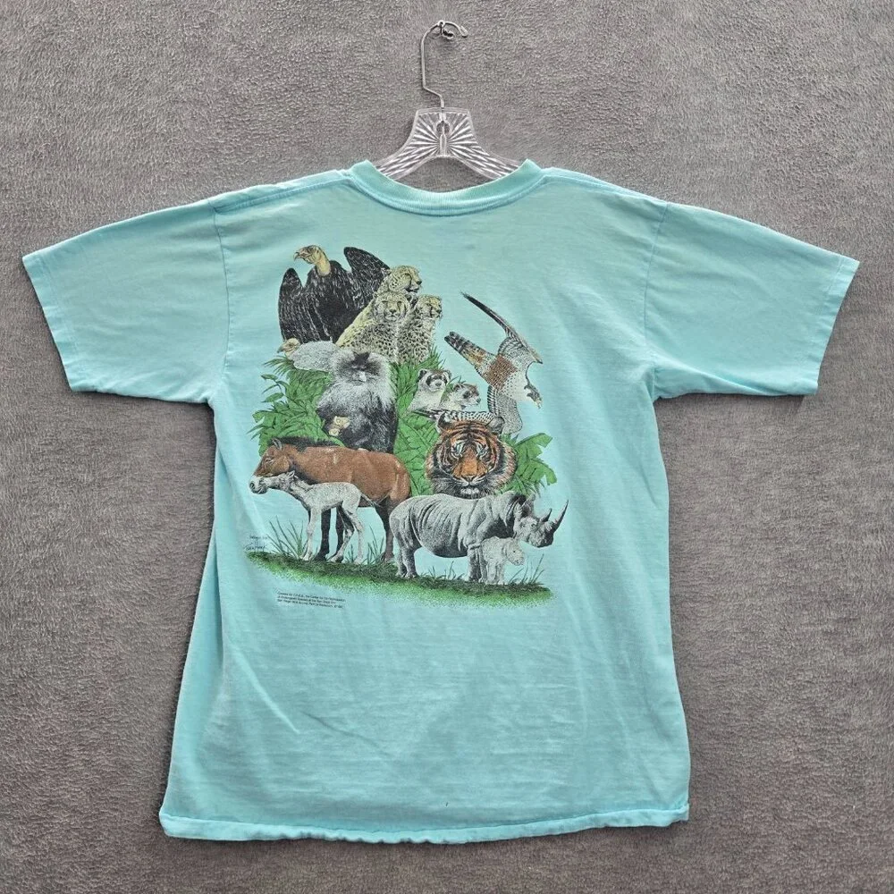 VINTAGE San Diego Zoo Men Shirt XL Single Stitch Wild Animal Park 80s USA READ - Picture 7 of 10